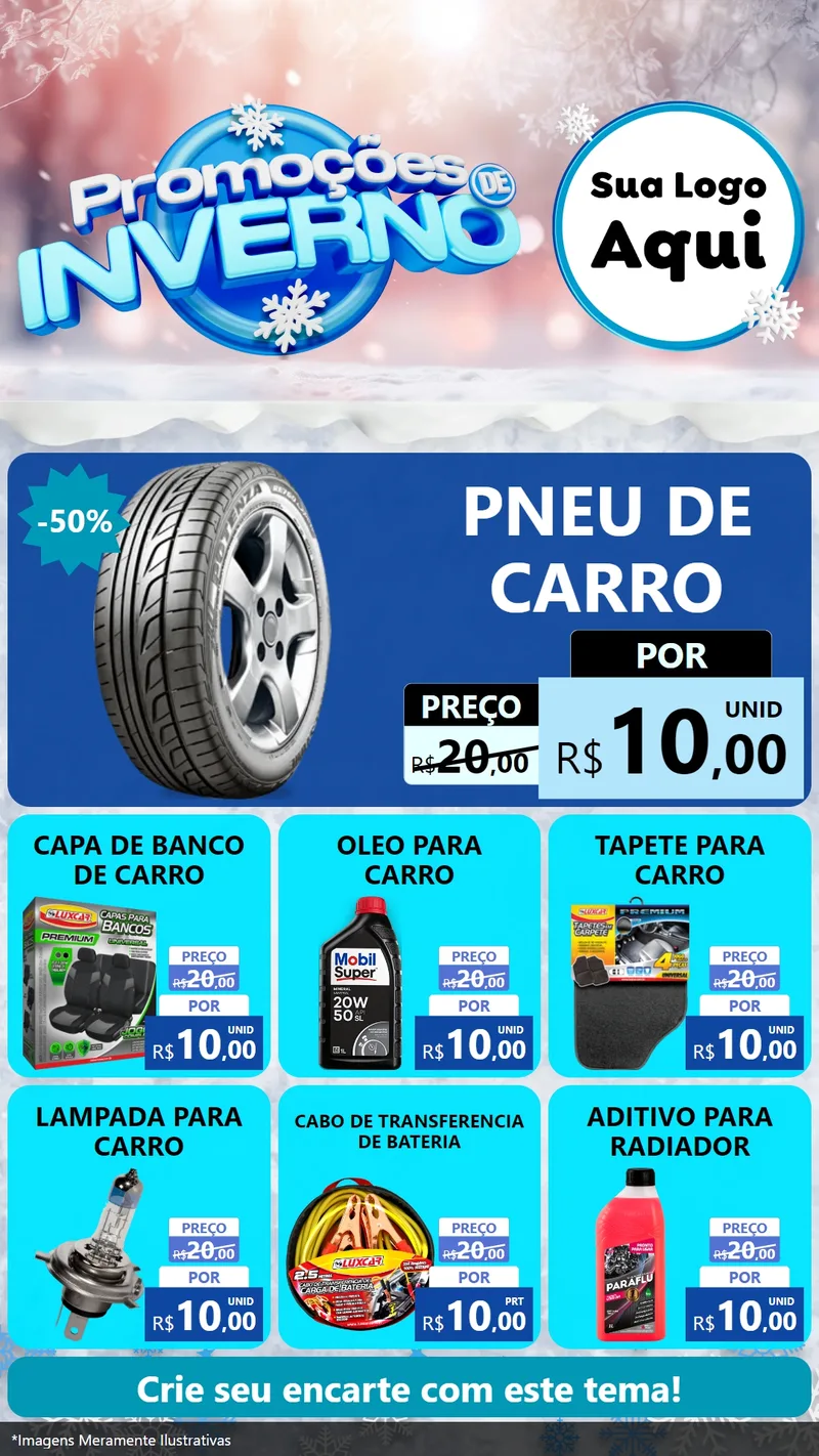 Modelo de Rede Social para Stories com o tema Promoções de Inverno para Auto peças