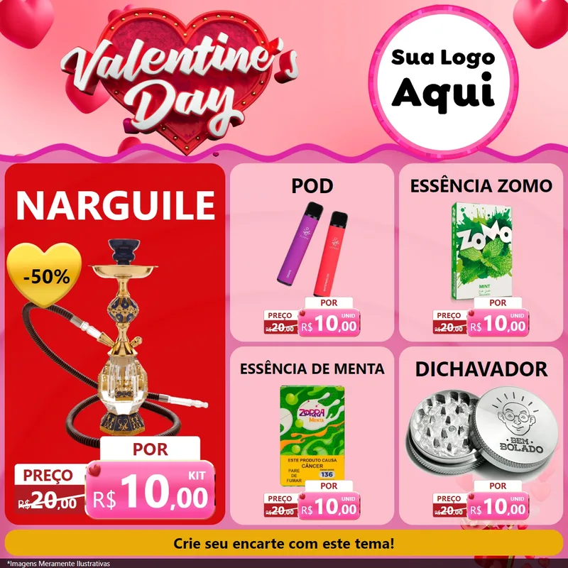 Modelo de Rede Social para Feed Facebook com o tema Valentine's Day para Tabacaria