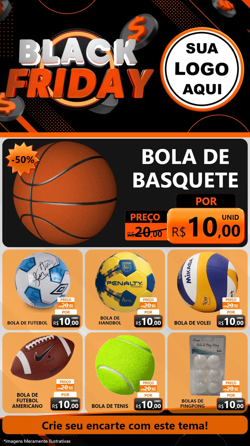 Modelo de Rede Social para Stories com o tema Black Friday para Artigos Esportivos
