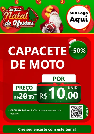 Modelo de Cartaz para Cartaz A4 Vertical com o tema Super Natal de Ofertas para Moto peças