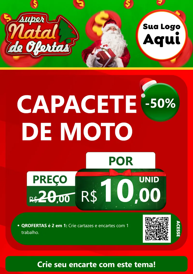 Modelo de Cartaz para Cartaz A4 Vertical com o tema Super Natal de Ofertas para Moto peças