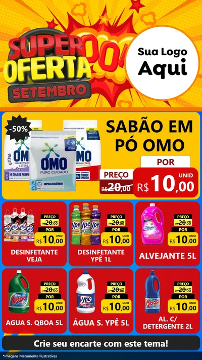 Modelo de Rede Social para Stories com o tema Super Oferta Setembro para Produtos de Limpeza
