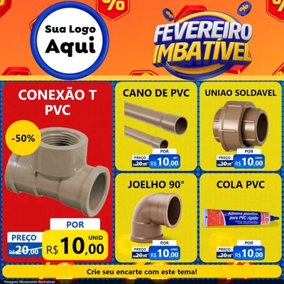 Modelo de Rede Social para Feed Facebook com o tema Fevereiro Imbatível para Tubos e conexões