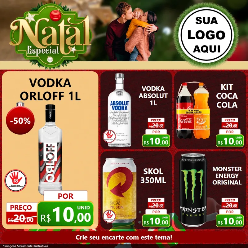 Modelo de Rede Social para Feed Facebook com o tema Natal Especial para Distribuidora de bebidas