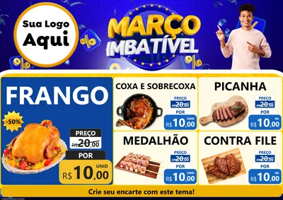 Modelo de Encarte para Encarte A4 Horizontal com o tema Março Imbatível para Assados