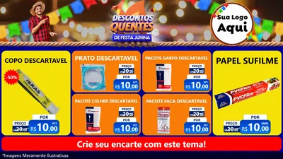 Modelo de TV para TV Horizontal com o tema Descontos Quentes de Festa Junina para Embalagens