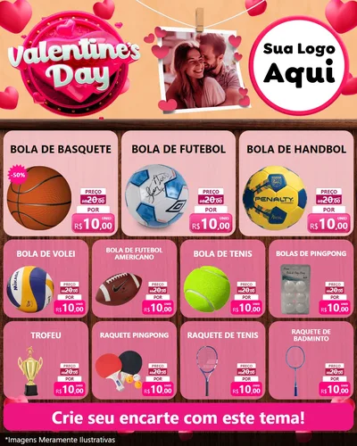 Modelo de Rede Social para Feed Instagram com o tema Valentine's Day para Artigos Esportivos