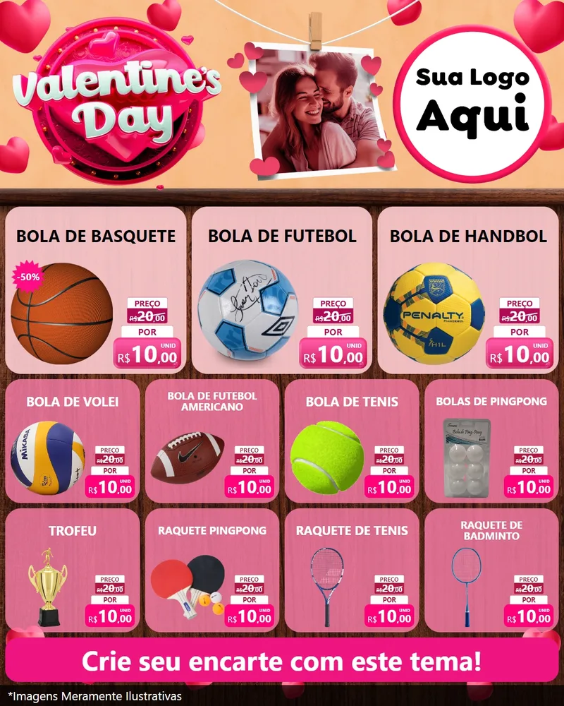Modelo de Rede Social para Feed Instagram com o tema Valentine's Day para Artigos Esportivos