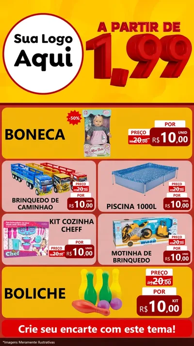 Modelo de TV para TV Vertical com o tema A Partir de Um e Noventa e Nove - 1,99 para Brinquedos