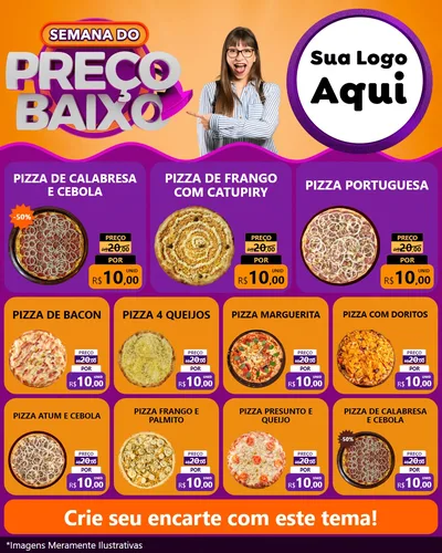 Modelo de Rede Social para Feed Instagram com o tema Semana do Preço Baixo para Pizzaria