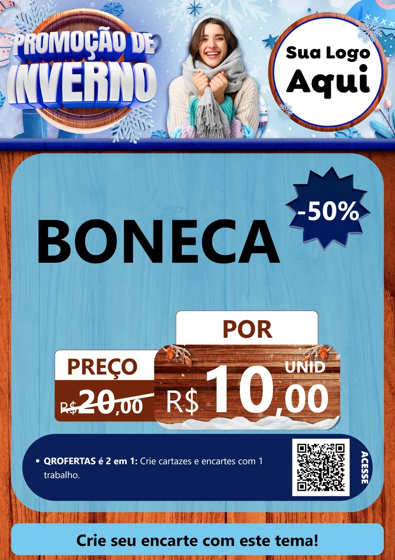 Modelo de Cartaz para Cartaz A4 Vertical com o tema Promoção de Inverno para Brinquedos