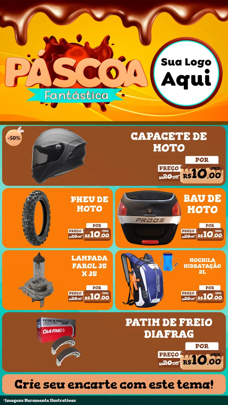 Modelo de TV para TV Vertical com o tema Páscoa Fantástica para Moto peças