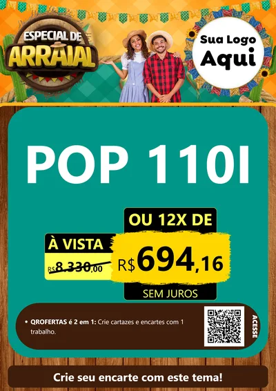 Modelo de Cartaz para Cartaz A4 Vertical com o tema Especial De Arraial para Concessionaria de Motos