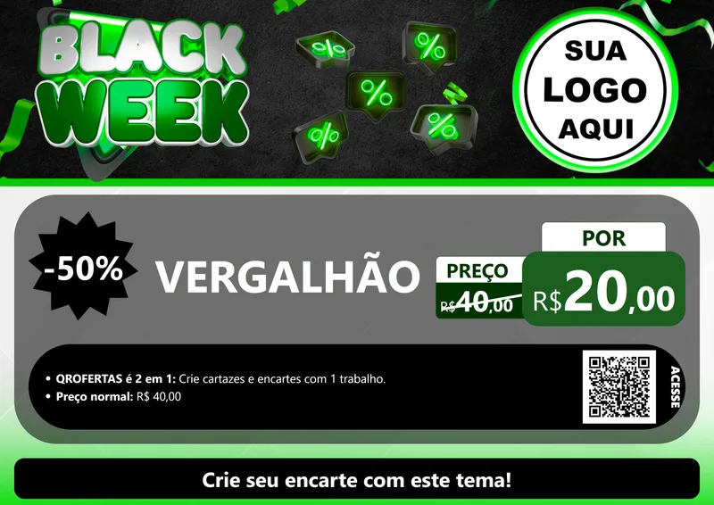 Modelo de Cartaz para Cartaz A4 Horizontal com o tema Black Week para Ferragens