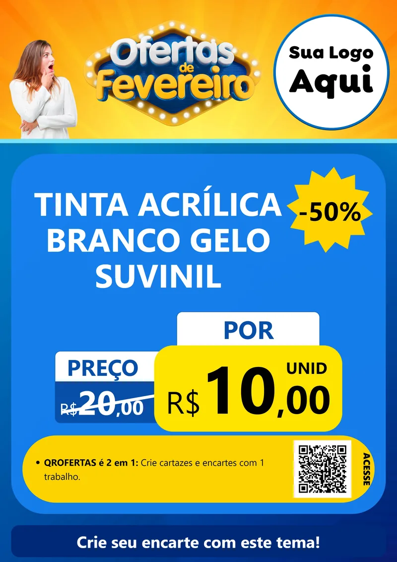 Modelo de Cartaz para Cartaz A4 Vertical com o tema Ofertas de Fevereiro para Tintas e Ferramentas