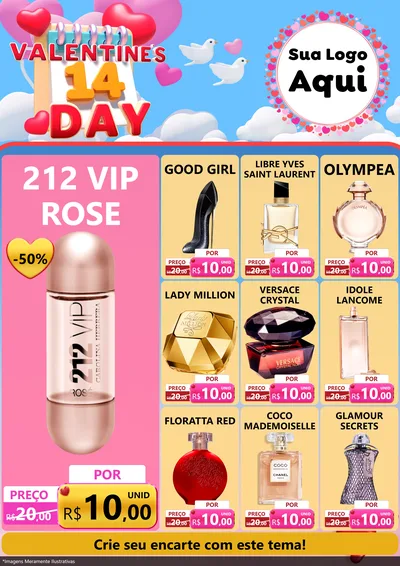Modelo de Encarte para Encarte A4 Vertical com o tema Valentine's Day para Perfumes