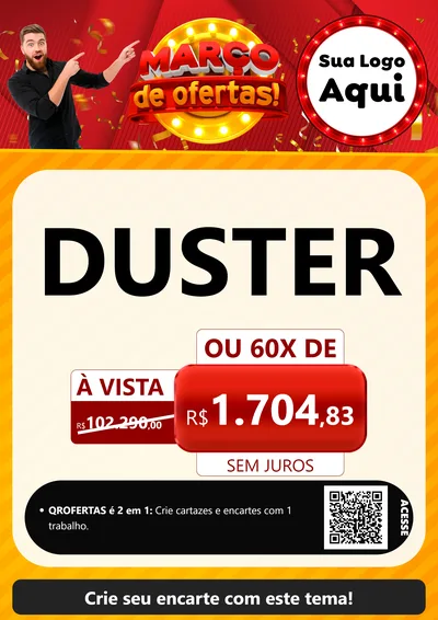 Modelo de Cartaz para Cartaz A4 Vertical com o tema Março de Ofertas! para Concessionaria de Carros