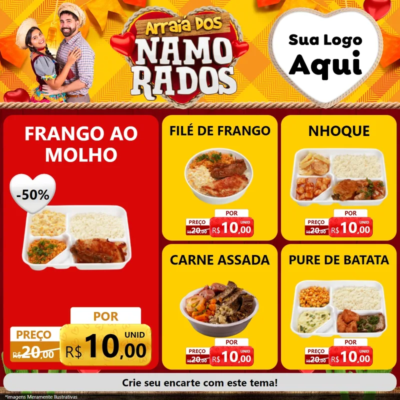 Modelo de Rede Social para Feed Facebook com o tema Arraiá dos Namorados para Restaurante