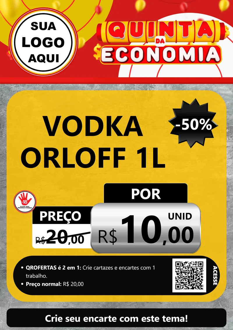 Modelo de Cartaz para Cartaz A4 Vertical com o tema Quinta da Economia para Distribuidora de bebidas