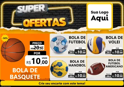 Modelo de Encarte para Encarte A4 Horizontal com o tema Super Ofertas para Artigos Esportivos