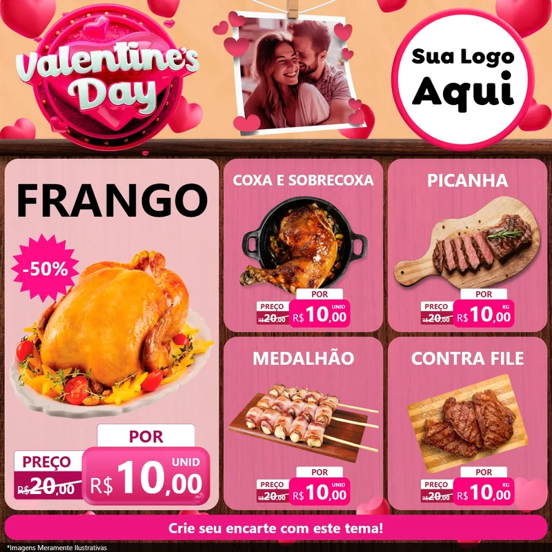 Modelo de Rede Social para Feed Facebook com o tema Valentine's Day para Assados