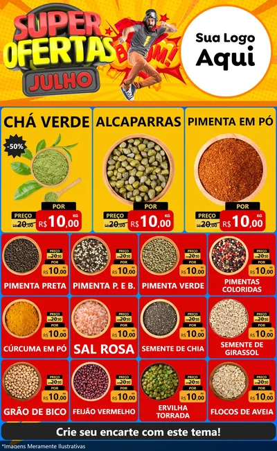 Modelo de Encarte para Encarte Grande com o tema Super Ofertas Julho para Produtos Naturais