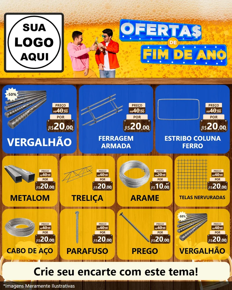Modelo de Rede Social para Feed Instagram com o tema Ofertas de Fim de Ano para Ferragens