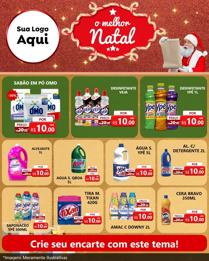Modelo de Rede Social para Feed Instagram com o tema O Melhor Natal para Produtos de Limpeza