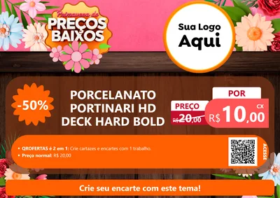 Modelo de Cartaz para Cartaz A4 Horizontal com o tema Primavera de Preços Baixos para Pisos e revestimentos
