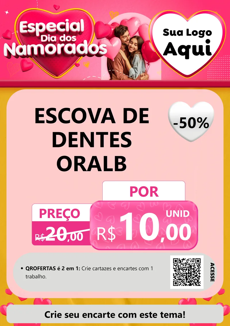 Modelo de Cartaz para Cartaz A4 Vertical com o tema Especial Dia dos Namorados para Higiene Pessoal