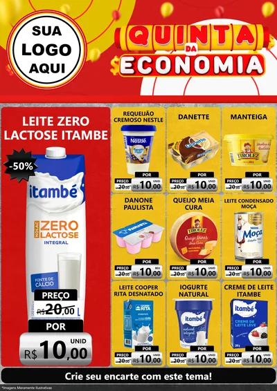 Modelo de Encarte para Encarte A4 Vertical com o tema Quinta da Economia para Frios e Laticínios