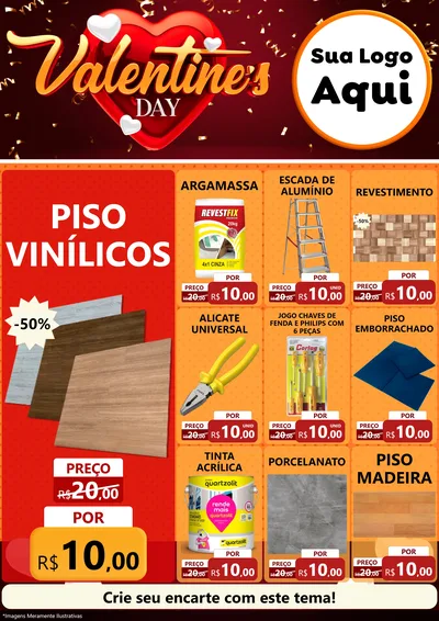 Modelo de Encarte para Encarte A4 Vertical com o tema Valentine's Day para Material para Construção