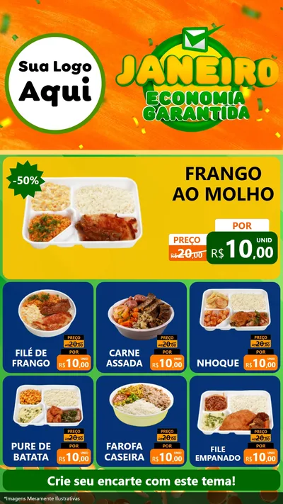 Modelo de Rede Social para Stories com o tema Janeiro - Economia Garantida para Restaurante
