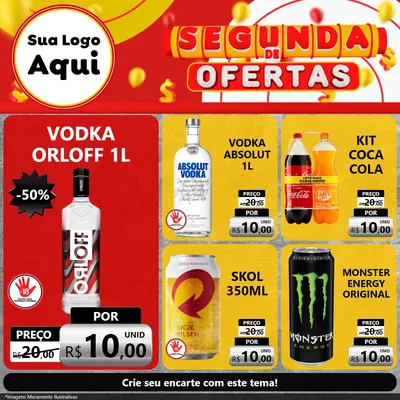 Modelo de Rede Social para Feed Facebook com o tema Segunda de Ofertas para Distribuidora de bebidas