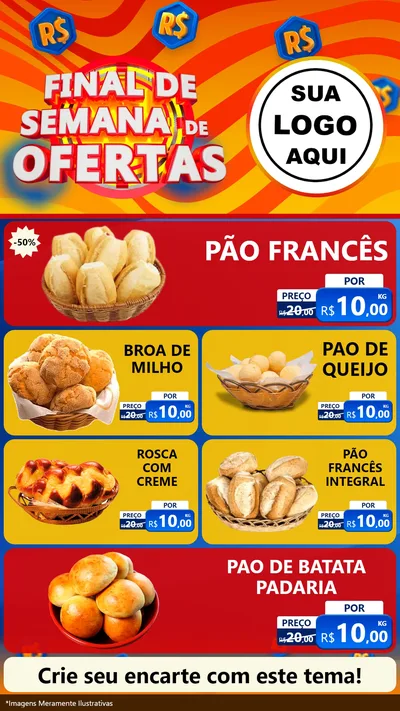 Modelo de TV para TV Vertical com o tema Final de Semana de Ofertas para Padaria