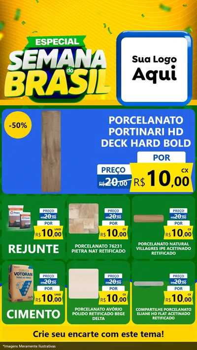 Modelo de Rede Social para Stories com o tema Especial Semana do Brasil para Pisos e revestimentos