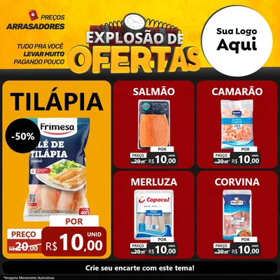 Modelo de Rede Social para Feed Facebook com o tema Explosão de Ofertas para Peixaria