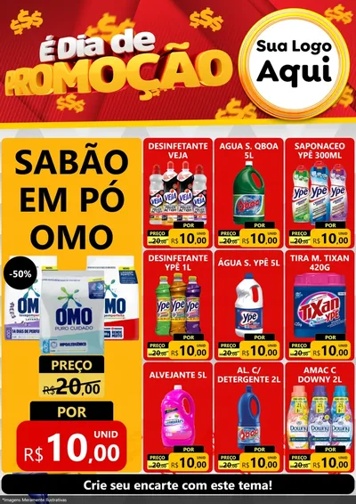 Modelo de Encarte para Encarte A4 Vertical com o tema É Dia De Promoção para Produtos de Limpeza