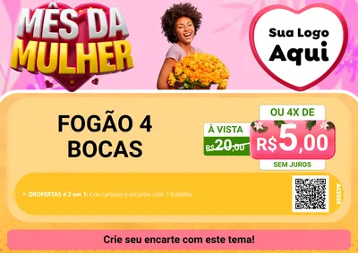 Modelo de Cartaz para Cartaz A4 Horizontal com o tema Mês da Mulher para Móveis e Eletro