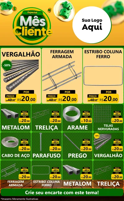 Modelo de Encarte para Encarte Grande com o tema Especial Mês do Cliente para Ferragens