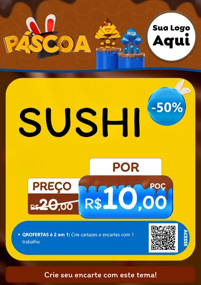 Modelo de Cartaz para Cartaz A4 Vertical com o tema Páscoa para Comida japonesa