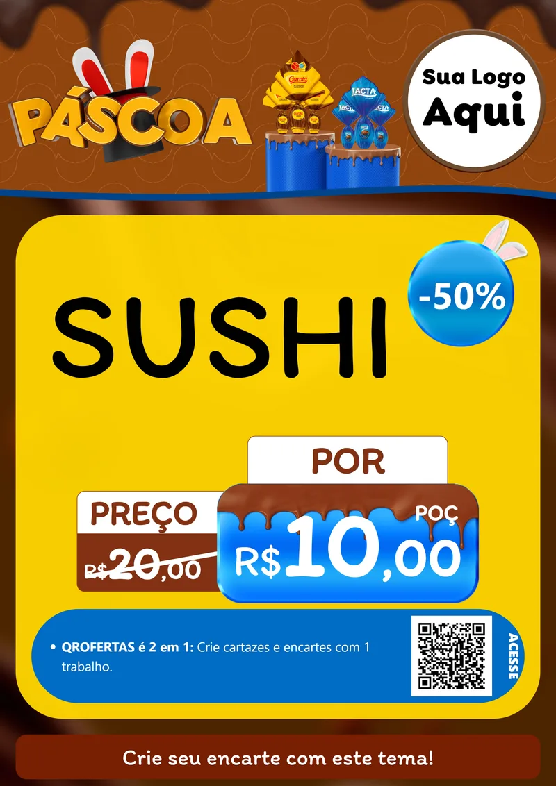 Modelo de Cartaz para Cartaz A4 Vertical com o tema Páscoa para Comida japonesa