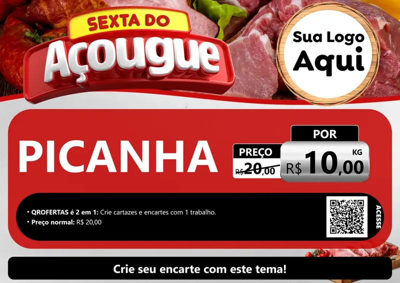 Modelo de Cartaz para Cartaz A4 Horizontal com o tema Sexta do Açougue para Açougue