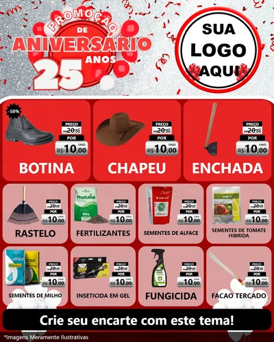 Modelo de Rede Social para Feed Instagram com o tema Promoção de Aniversário - 25Anos para Agropecuária