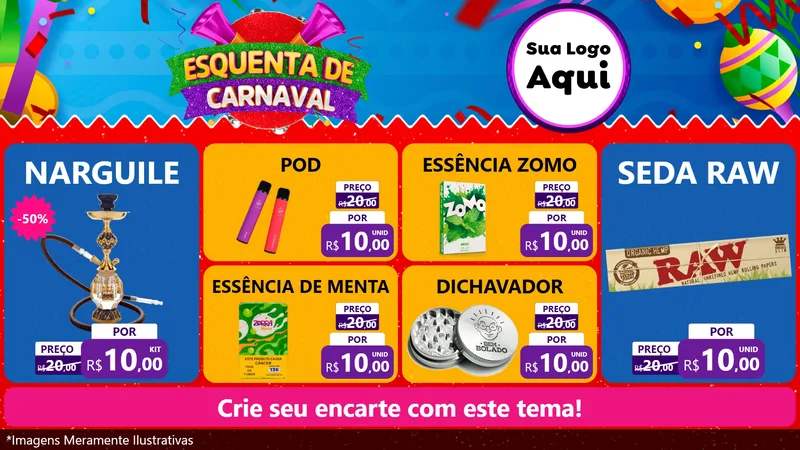 Modelo de TV para TV Horizontal com o tema Esquenta de Carnaval para Tabacaria
