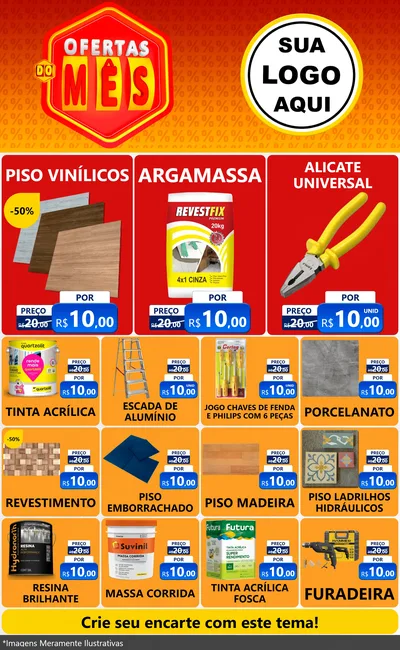 Modelo de Encarte para Encarte Grande com o tema Ofertas do Mês para Material para Construção