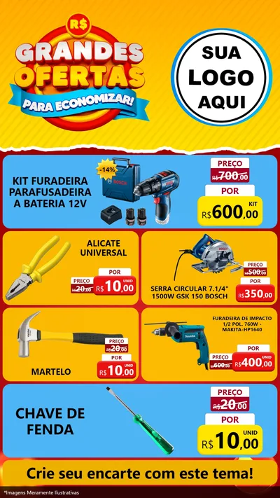 Modelo de TV para TV Vertical com o tema Grandes Ofertas Para Economizar! para Maquinas e Ferramentas