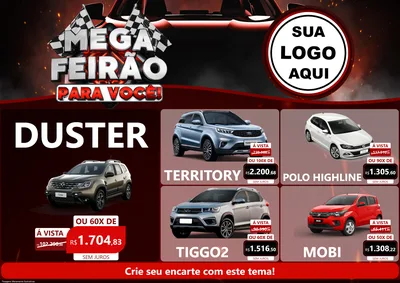 Modelo de Encarte para Encarte A4 Horizontal com o tema Mega Feirão Para Você! - Autopeças para Concessionaria de Carros