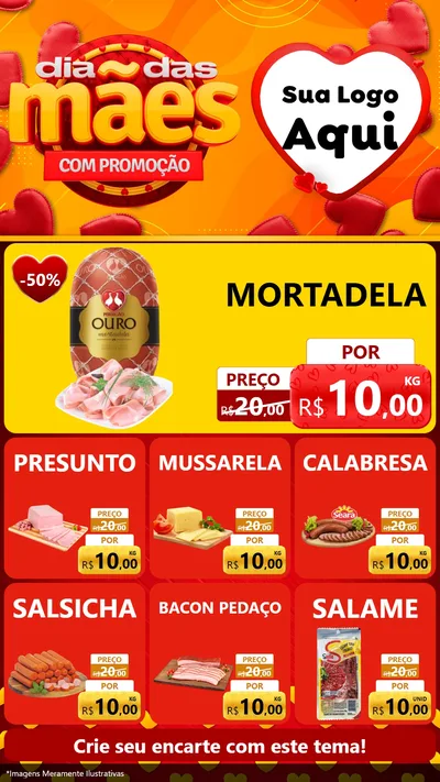 Modelo de Rede Social para Stories com o tema Dia das Mães com Promoção para Frios e Laticínios
