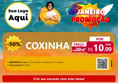 Modelo de Cartaz para Cartaz A4 Horizontal com o tema Janeiro de Promoção para Salgadaria